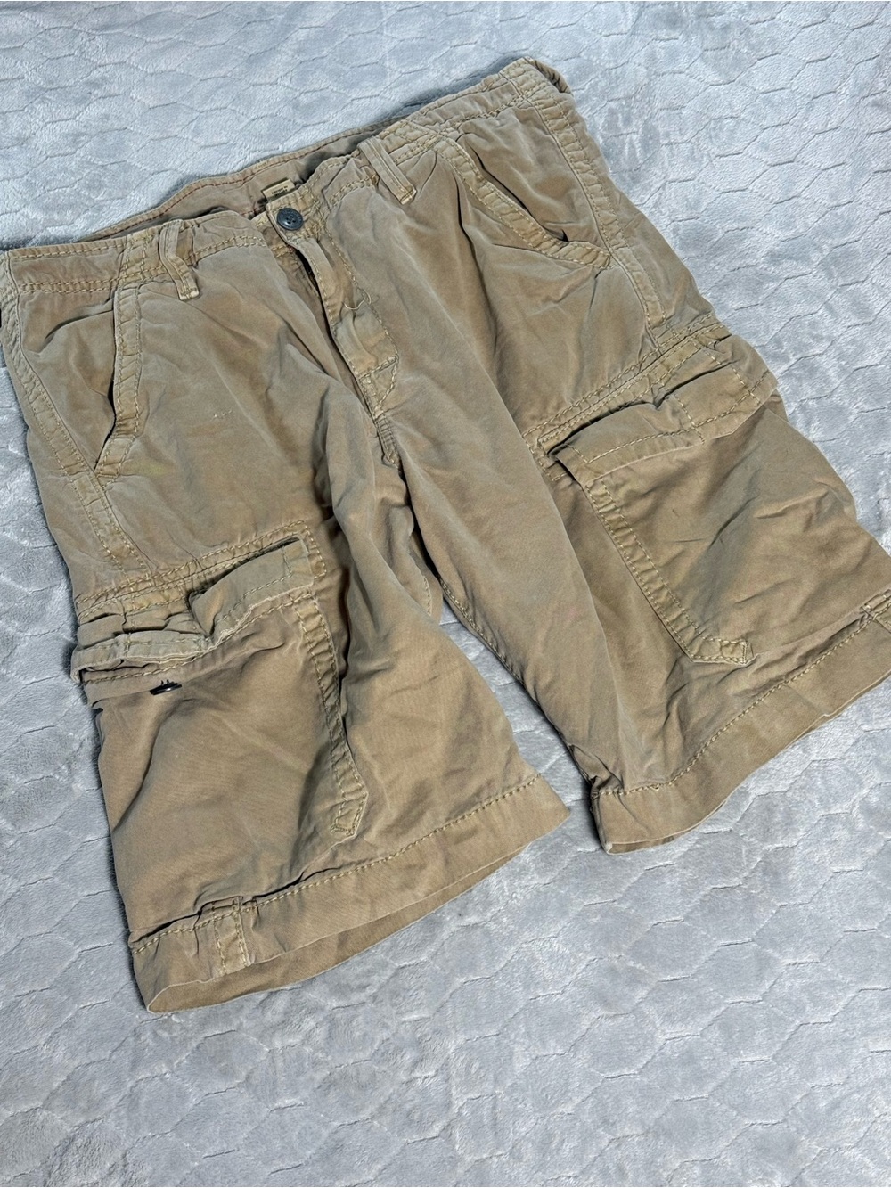 True Religion Cargo Shorts Mens 34 Fits 38 Tan Khaki Utility Y2K Cargo Shorts